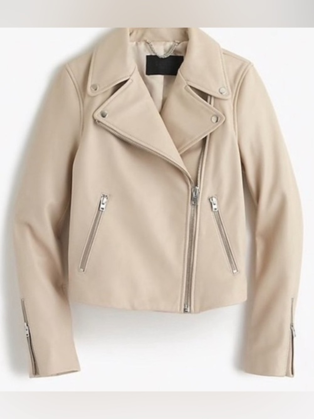 J. Crew Collection Leather Moto Jacket in Moraccan Sand with Silver Hardware